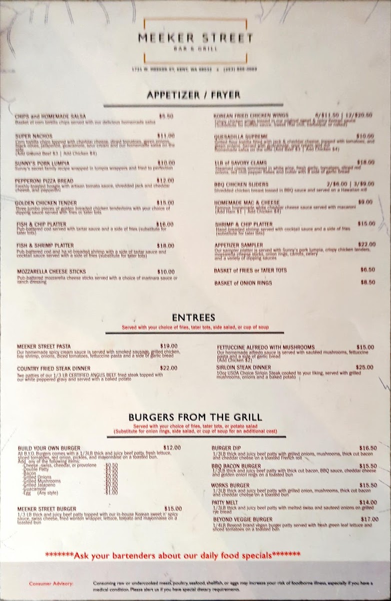Meeker Street Bar & Grill Menu - Image 2